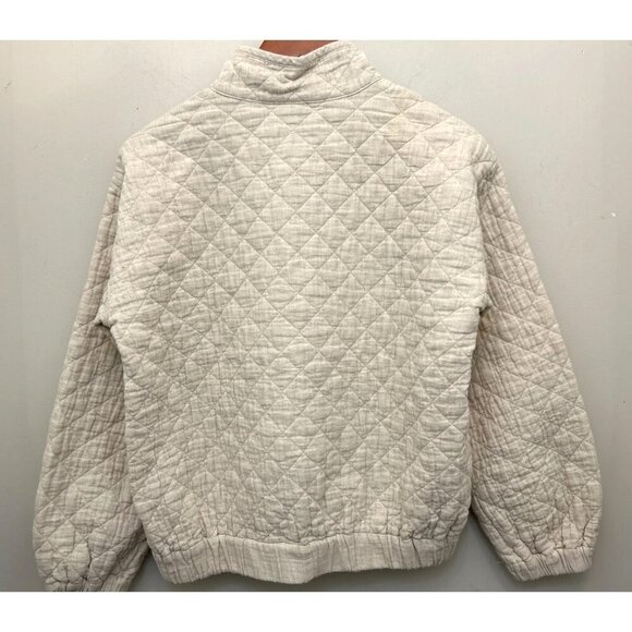 Madewell half zip sweater in oatmeal quilted oversized 100% cotton Size XSmall - Picture 7 of 11